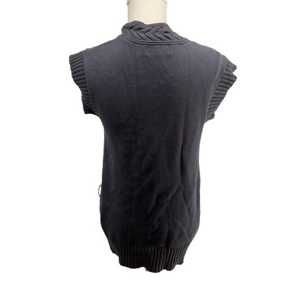 Canyon River Blues Woman's Med Gray Knit Sweater Button Front Cable Neck Line - Picture 2 of 6